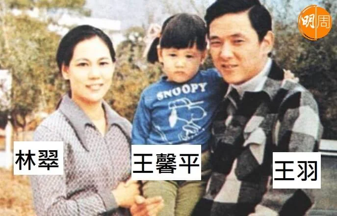 王馨平童年時和父親王羽及母親林翠合照。