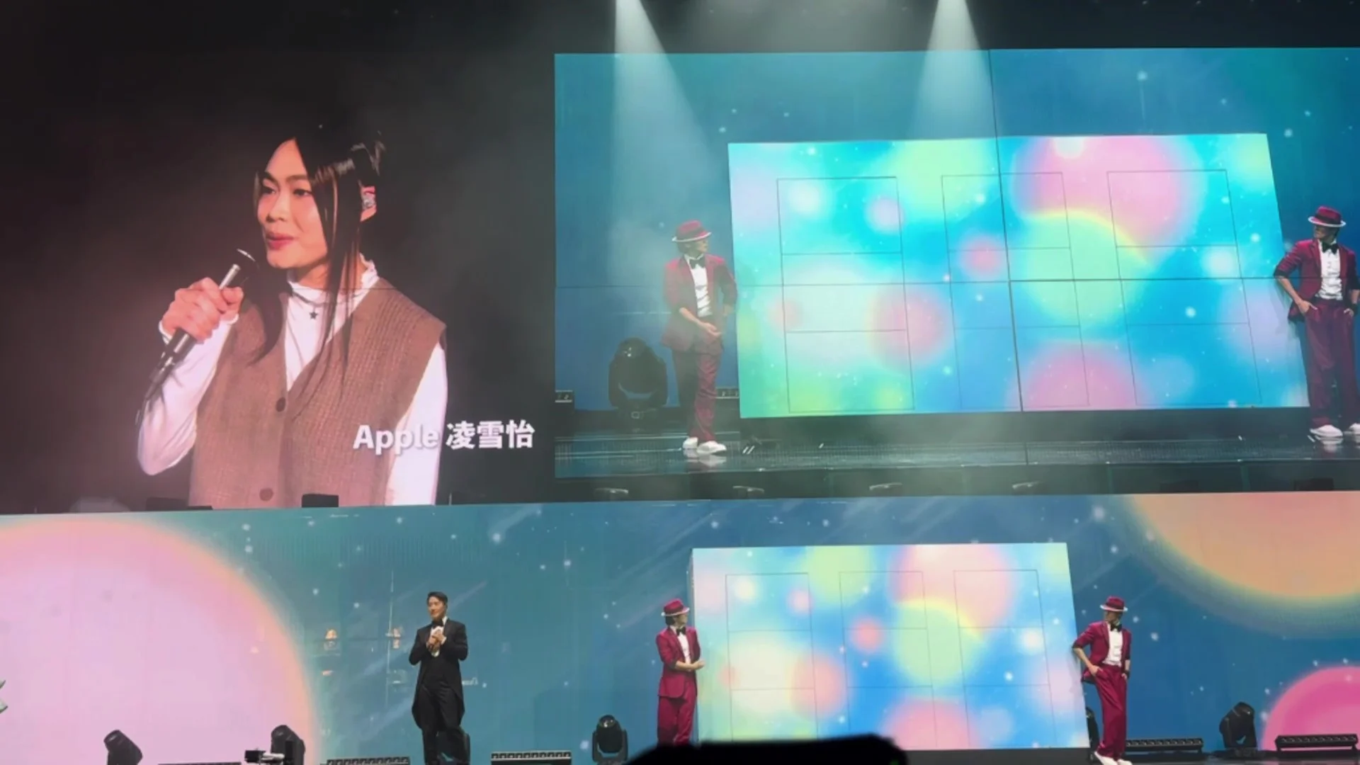 凌雪怡Apple首登紅館與黎明合照,現身大熒幕。